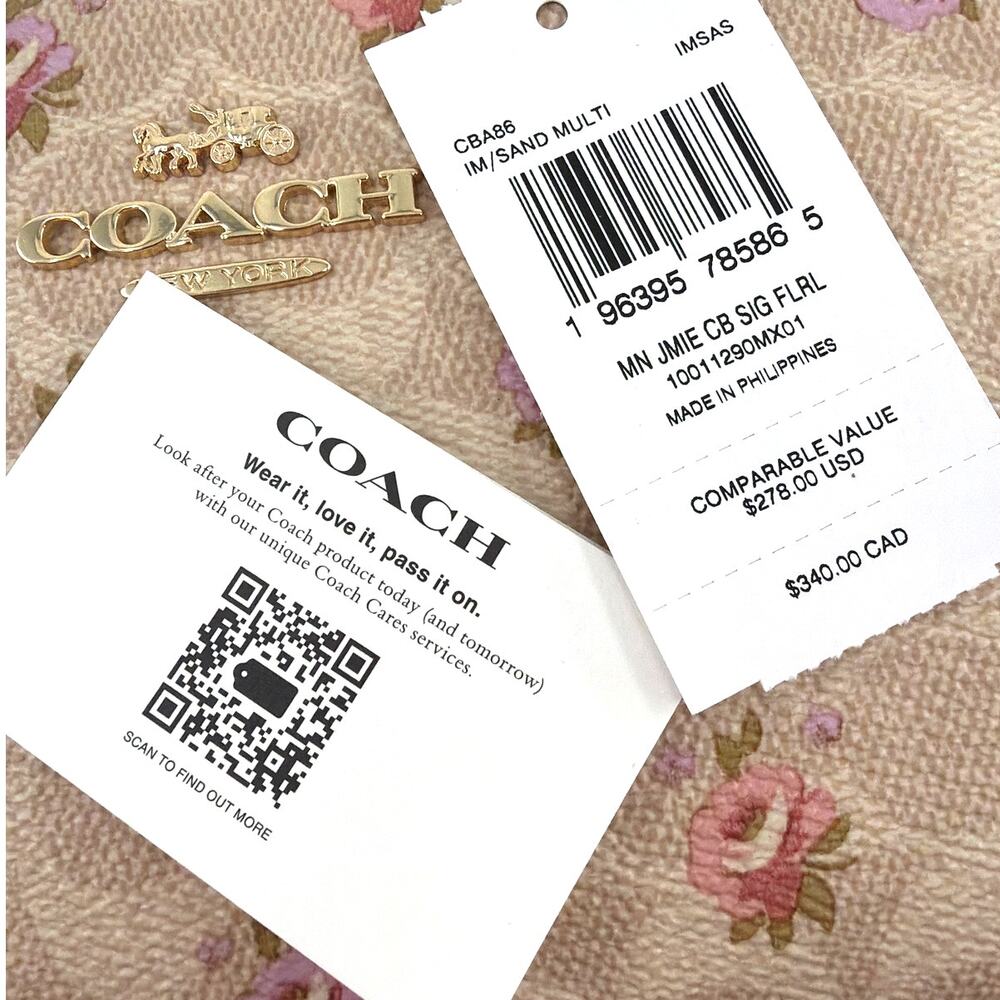 Coach Gold Sand Multi Floral Print In Signature Canvas Mini Jamie Camera Bag - Picture 8 of 12